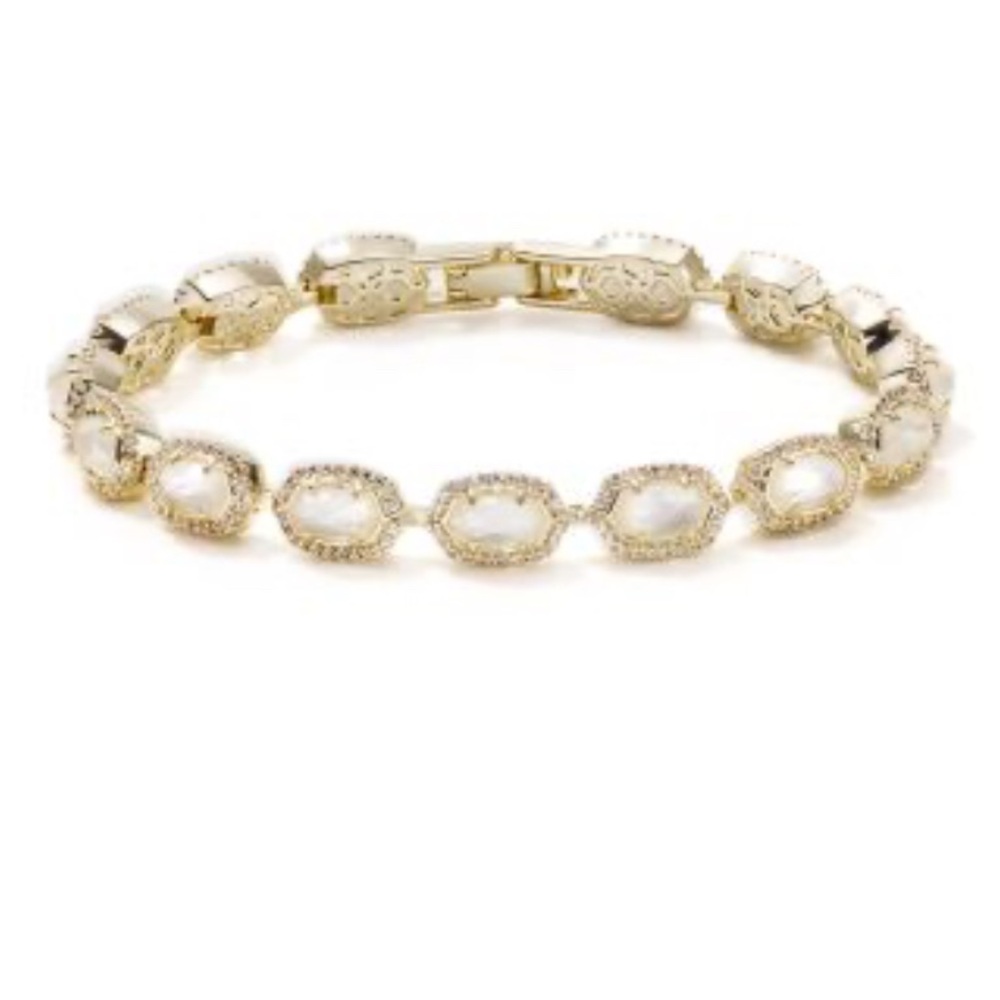 Kendra Scott 'Cole' Crystal Link Bracelet Gold Tone Mother Of Pearl
